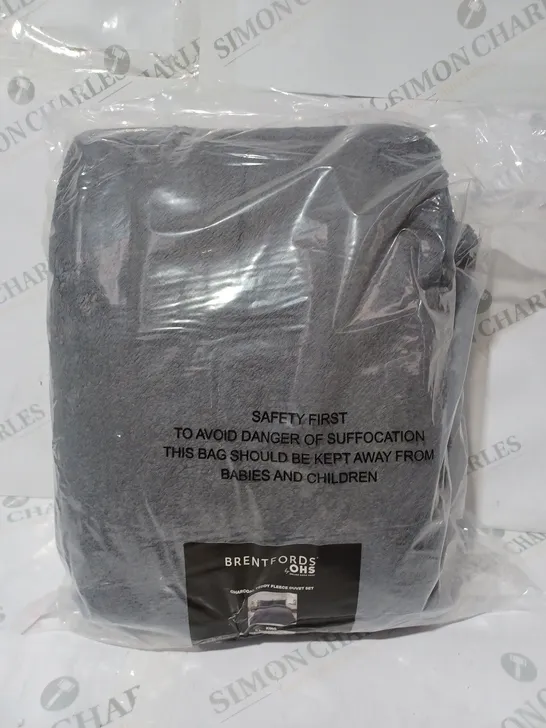 BRENTFORDS CHARCOAL TEDDY FLEECE DUVET SET - KING SIZE