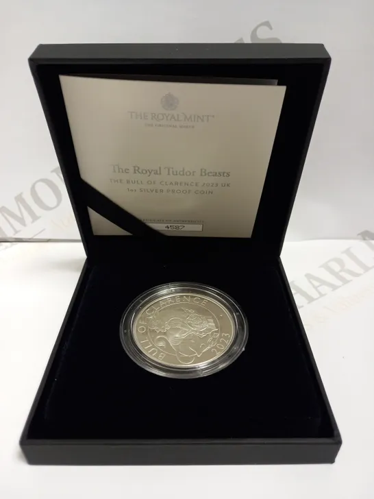 THE ROYAL MINT `THE ROYAL TUDOR BEASTS` BULL OF CLARENCE SILVER PROOF COIN