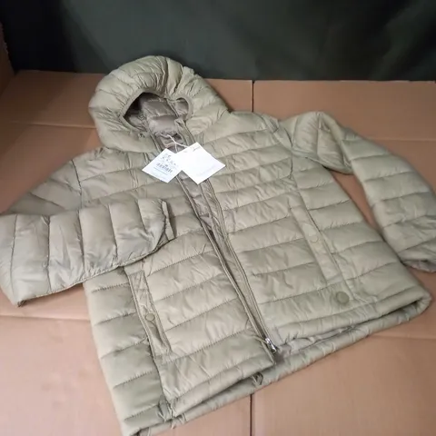 PULL & BEAR QUILTED KHAKI COAT - M