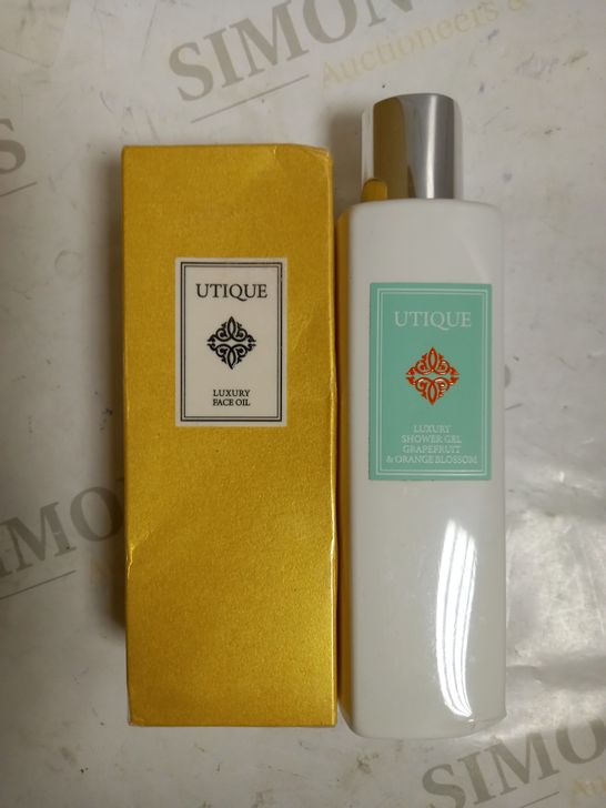 BOXED AND SEALED - UTIQUE - LUXURY FACE OIL -30 ML AND UTIQUE - LUXURY SHOWER GER