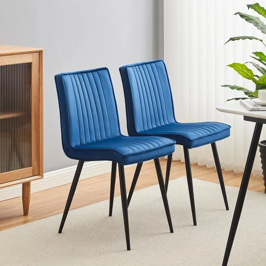 BOXED HAVVA DINING CHAIRS [VELVET] [SET OF 2] IN BLUE