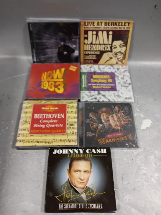 APPROXIMATELY 15 ASSORTED CD ALBUMS/SINGLES TO INCLUDE JOHNNY CASH, JIMI HENDRIX, NOW 1983 ETC  