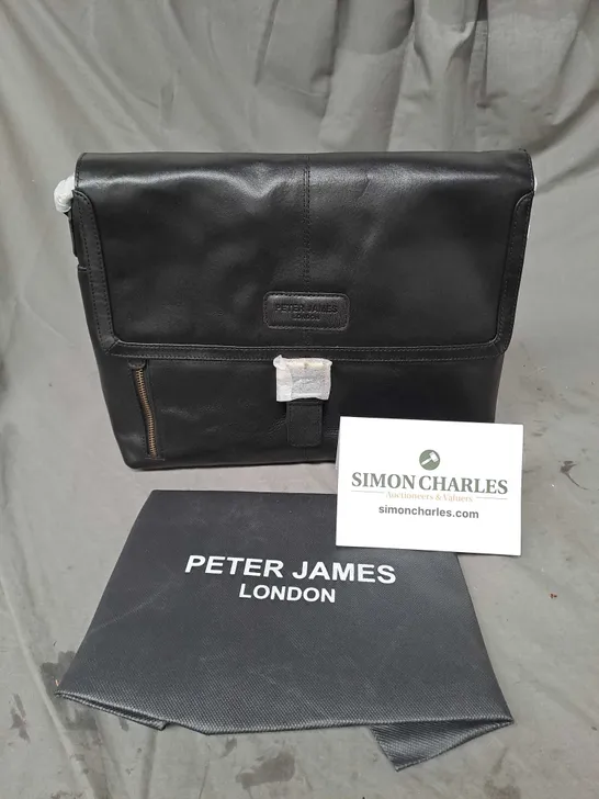 PETER JAMES LONDON GENTS LEATHER BAG IN BLACK