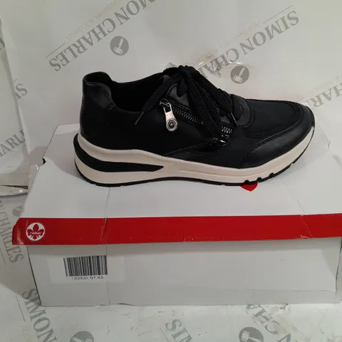 BOXED RIEKER ANTISTRESS NAVY WEDGE TRAINER - SIZE 5