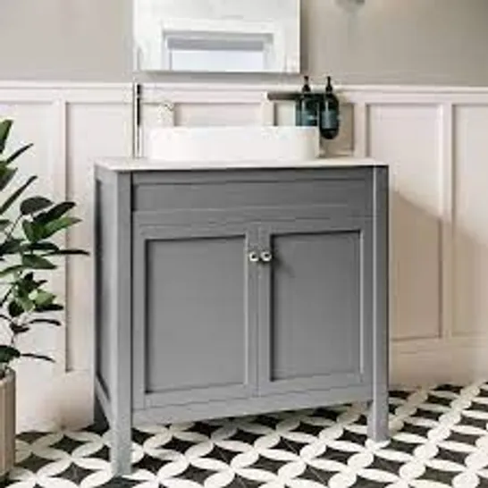 BOXED DESIGNER AVEBURY 800MM VANITY UNIT MATT GREY