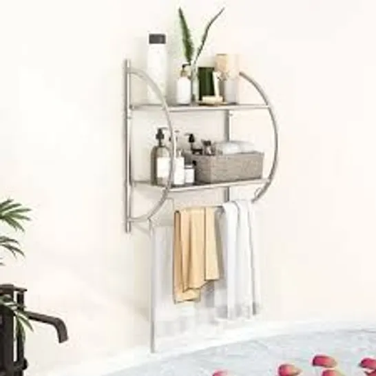 BOXED COSTWAY WALL MOUNTED 2-TIER BATHROOM TOWEL RACK WITH 2 TOWEL BARS - SILVER