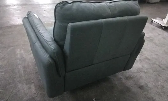 QUALITY ITALIAN DESIGNER BOLZANO FABRIC ELECTRIC RECLINER LOVESEAT - FOREST GREEN LEATHER