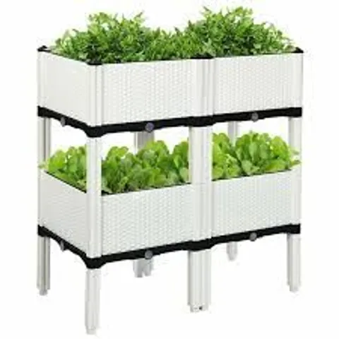 BOXED SET OF 4 RAISED GARDEN BED KITS ELEVATED FLOWER VEGETABLE HERB GROW PLANTER BOX - WHITE