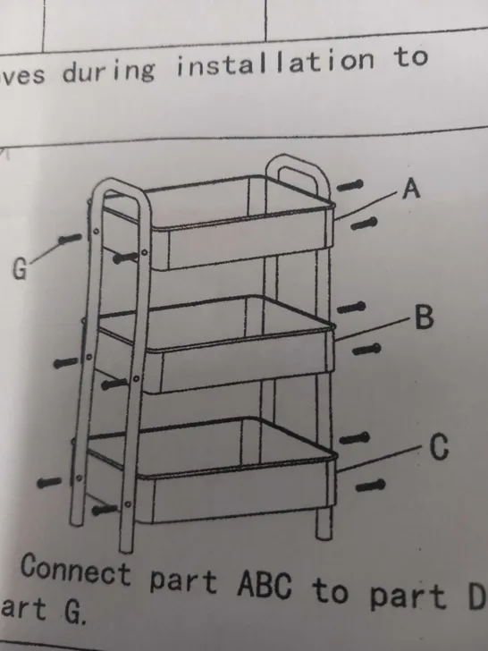 BOXED THREE TIER STORAGE UNIT