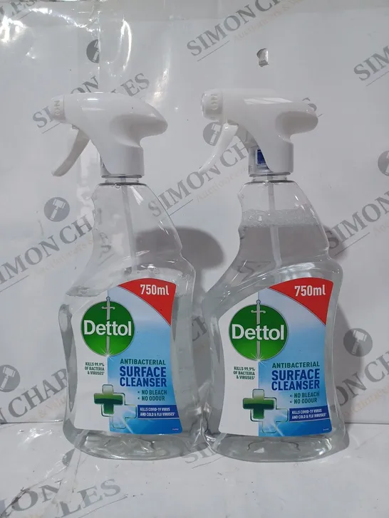 SET OF 2 DETTOL 750ML ANTIBACTERIAL SURFACE CLEANER BOTTLES