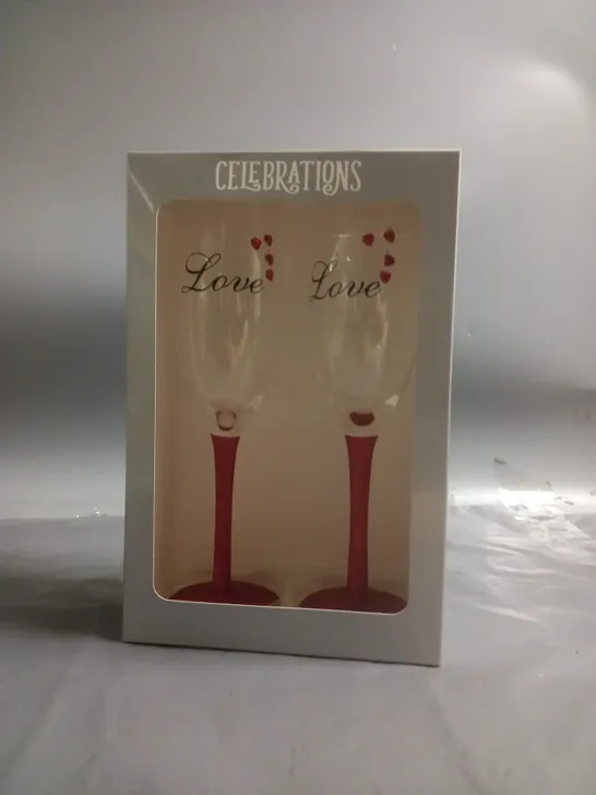 7 BOXED CELEBRATIONS 'LOVE' GLASS DUOS - COLLECTION ONLY