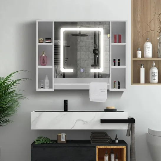 BOXED TAVION BATHROOM MIRROR CABINET WITH LIGHTS