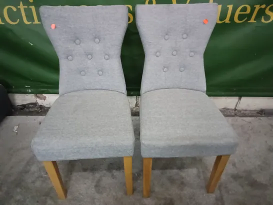 PAIR OF LIGHT GREY UPHOLSTERED DINING CHAIRS 