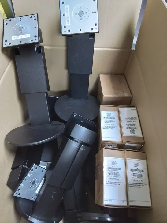 LARGE QUANTITY OF ASSORTED OFFICE ITEMS TO INCLUDE CISCO SERIES IP OFFICE TELEPHONES AND MONITOR STANDS