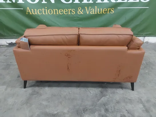 DESIGNER SASHA 2 SEATER TAN LEATHER SOFA