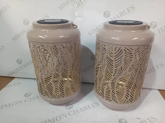 GARDEN REFLECTIONS SET OF 2 PATTERNED SOLAR LANTERNS