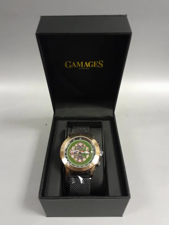 GAMAGES LIBERTY ROSE GREEN DIAL WATCH 