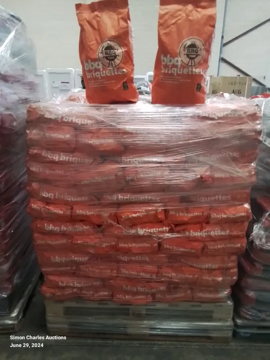 PALLET TO CONTAIN APPROX 90 X 5KG BAGS OF BBQ TIME BARBECUE CHARCOAL BRIQUETTES 