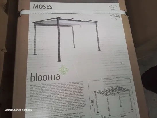 BOXED BLOOMA MOSES 4 × 3M SLIDING FABRIC ROOF GAZEBO