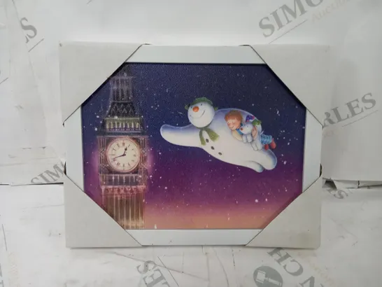 SNOWTIME THE SNOWMAN FRAMED LED WALL ART WITH TIMER - 23cm X 17cm