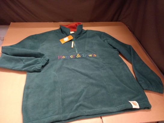 HARPER AND LEWIS QUARTER ZIP FLEECE IN GREEN - XL