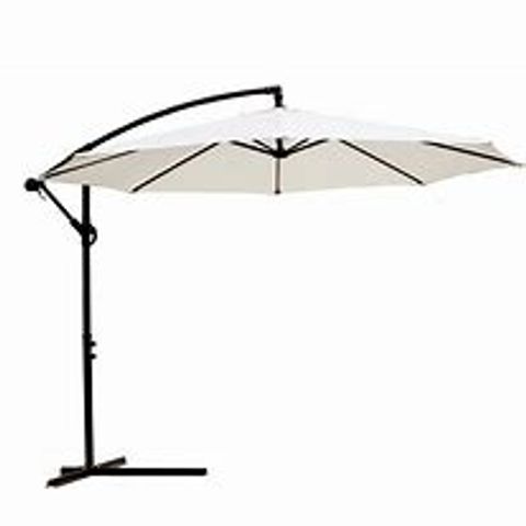 GREY FABRIC GREY PAINTED METAL CANTILEVER HANGING PARASOL APPROXIMATELY 3M