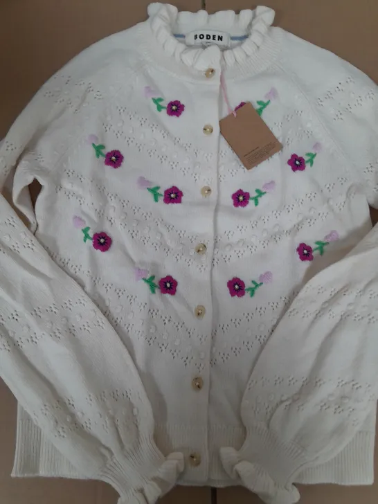 BODEN FLORAL CARDIGAN IN CRÈME - SIZE XS 