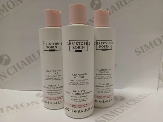 LOT OF 3 X 250ML CHRISTOPHE ROBIN DELICATE VOLUMISING SHAMPOO	