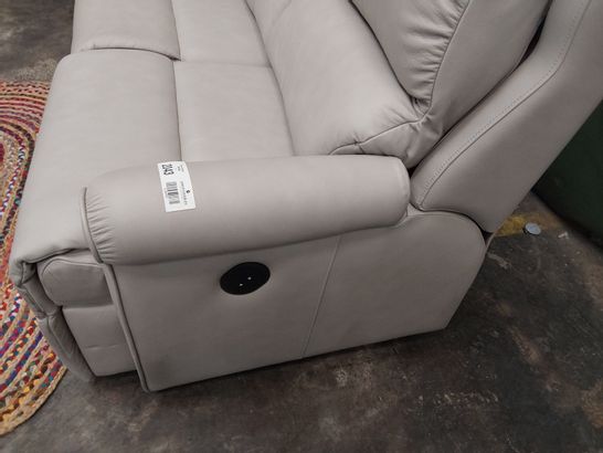 QUALITY BRITISH DESIGNER G PLAN NEWMARKET POWER RECLINING TWO SEATER SOFA REGENT DOVE LEATHER 