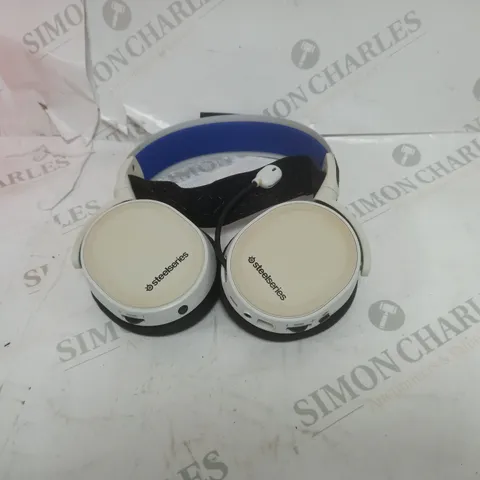 PAIR OF WHITE/BLUE STEELSERIES WIRELESS HEADSET