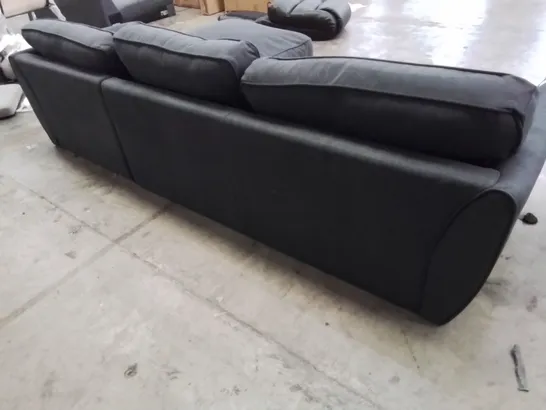 DESIGNER CHAISE SOFA CHARCOAL FABRIC 