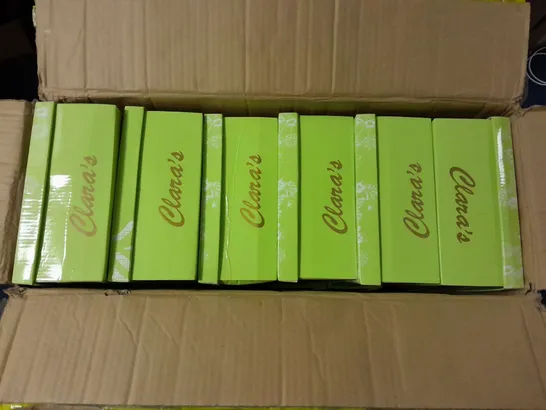 12 BOXED CLARAS RAISED HEEL SHOES IN VARIOUS COLOURS AND SIZES