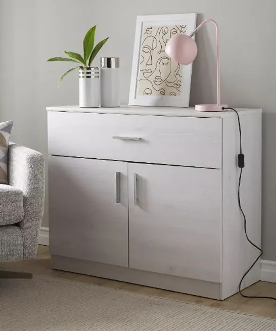 PANAMA 2 DOOR, 1 DRAWER SMALL SIDEBOARD - WHITE OAK-EFFECT