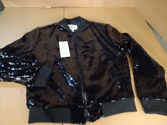 RIVER ISLAND SEQUIN ZIP THROUGH JACKET - UK M