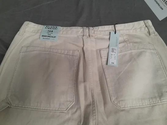 RIVER ISLAND RELAXED STRAIGHT BEIGE JEANS - 16 R