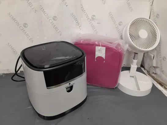 APPROXIMATELY 12 ASSORTED ITEMS TO INCLUDE COOKS ESSENTIALS AIR FRYER, FOLDABLE FAN, TRAVEL VANITY CASE, ETC - COLLECTION ONLY