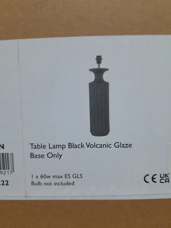 BOXED DUGAN TABLE LAMP BLACK VOLCANIC GLAZE BASE ONLY 