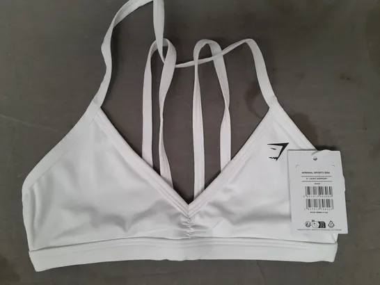 GYM SHARK MINIMAL SPORTS BRA IN WHITE SIZE SMALL