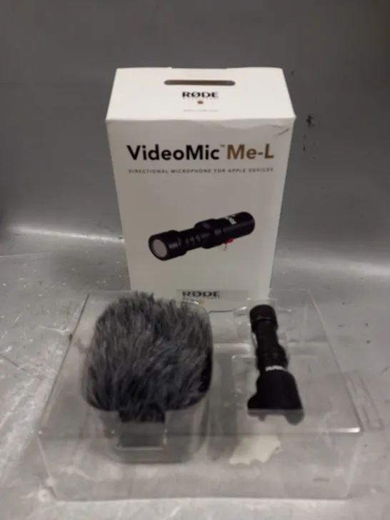 BOXED RODE VIDEOMIC ME-L DIRECTIONAL MICROPHONE FOR APPLE DEVICES 