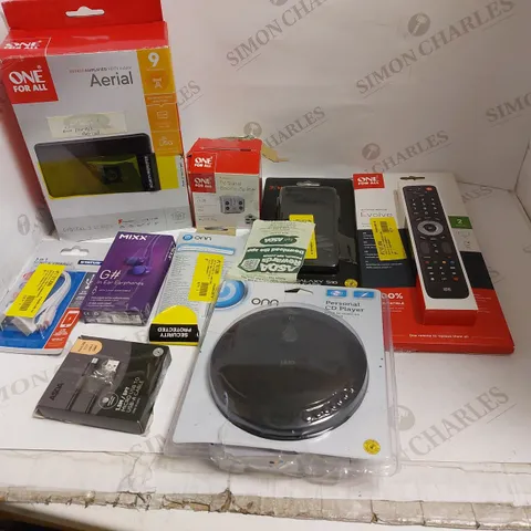 BOX OF ASSORTED ITEMS TO INCLUDE AERIALS, HEADPHONES AND REMOTE CONTROLS