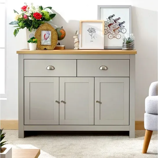 BOXED LORETTA 2 DRAWER LARGE SIDEBOARD GREY (2 BOXES)