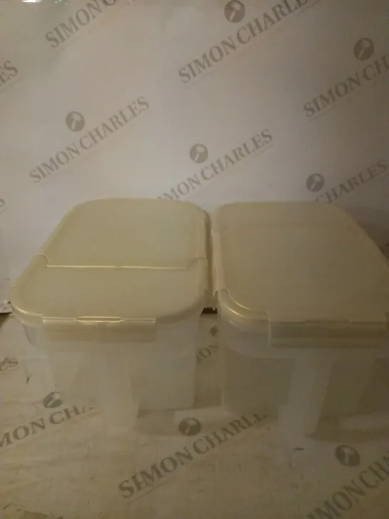 TWO TUPPERWARE BOXES WITH HANDLES