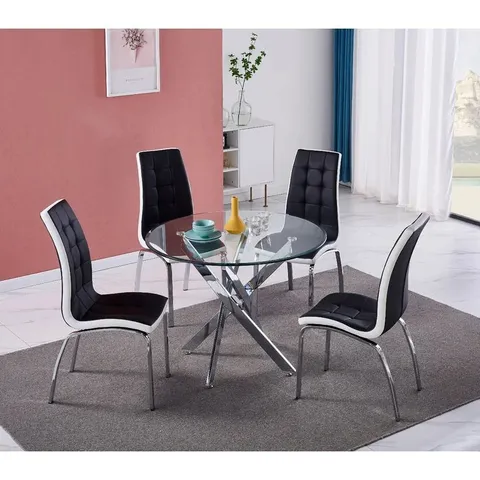BOXED NEXUS DINING TABLE - CLEAR AND CHROMED - TABLE ONLY (2 BOXES)