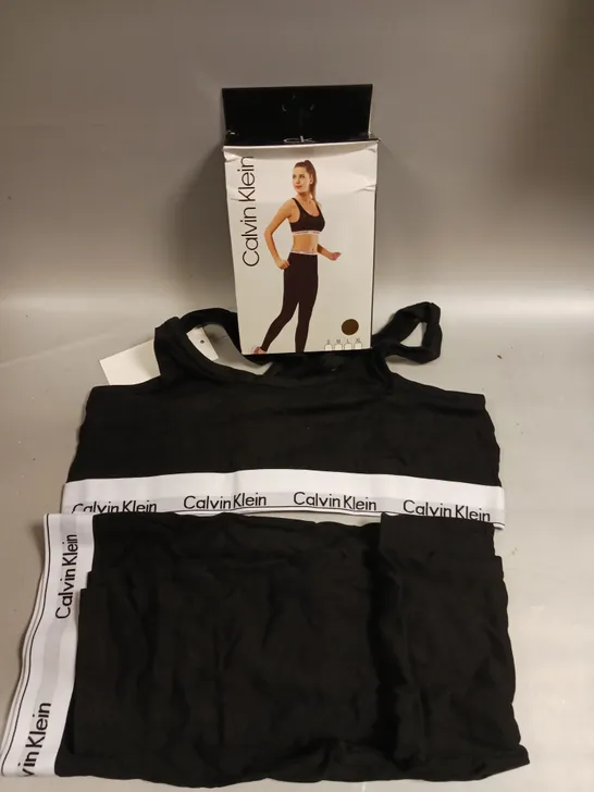 BOXED CALVIN KLEIN MODERN COTTON LOGO BRALETTE & PANTS IN BLACK - L