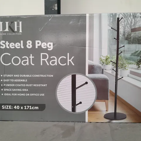 BOXED STEEL 8 PEG COAT RACK