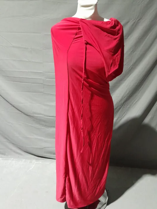 CLUB L RED ONE SHOULDER MAXI DRESS WITH OPEN BACK DETAIL SIZE 8