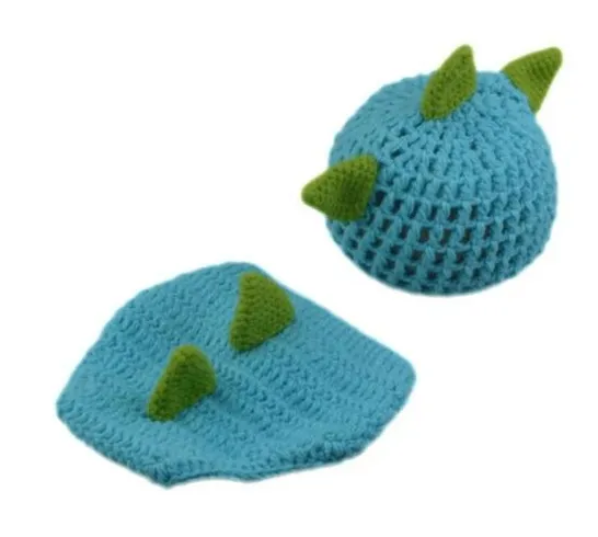 APPROXIMATELY 5 BRAND NEW CROCHET BLUE AND GREEN DINO DRESS UP OUTFIT 