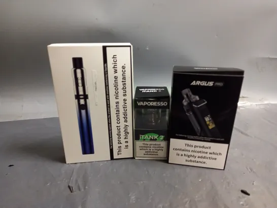 APPROXIMATELY 20 VAPES & E-CIGARETTES TO INCLUDE VOOPOO ARGUS PRO, VAPORESSO iTANK 2, INNOKIN ENDURA T18II, ETC