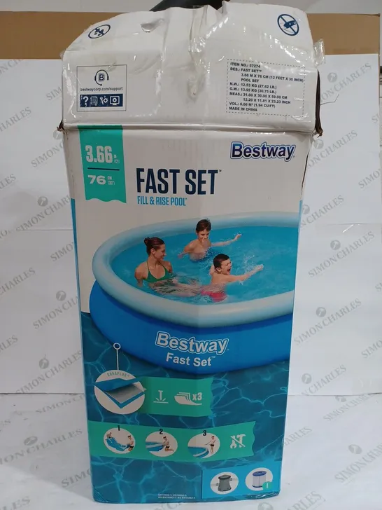 BESTWAY 12FT POOL FAST SET WITH FILTER PUMP  RRP £129.99