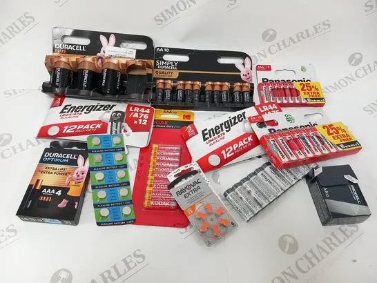 LARGE QUANTITY OF ASSORTED BATTERIES TO INCLUDE; DURACELL, KODAK AND ENERGISER